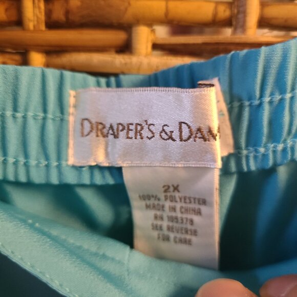 Draper's and Damon's Turquois Blue Pants Size 2X Elastic Waist Pockets - Picture 3 of 6